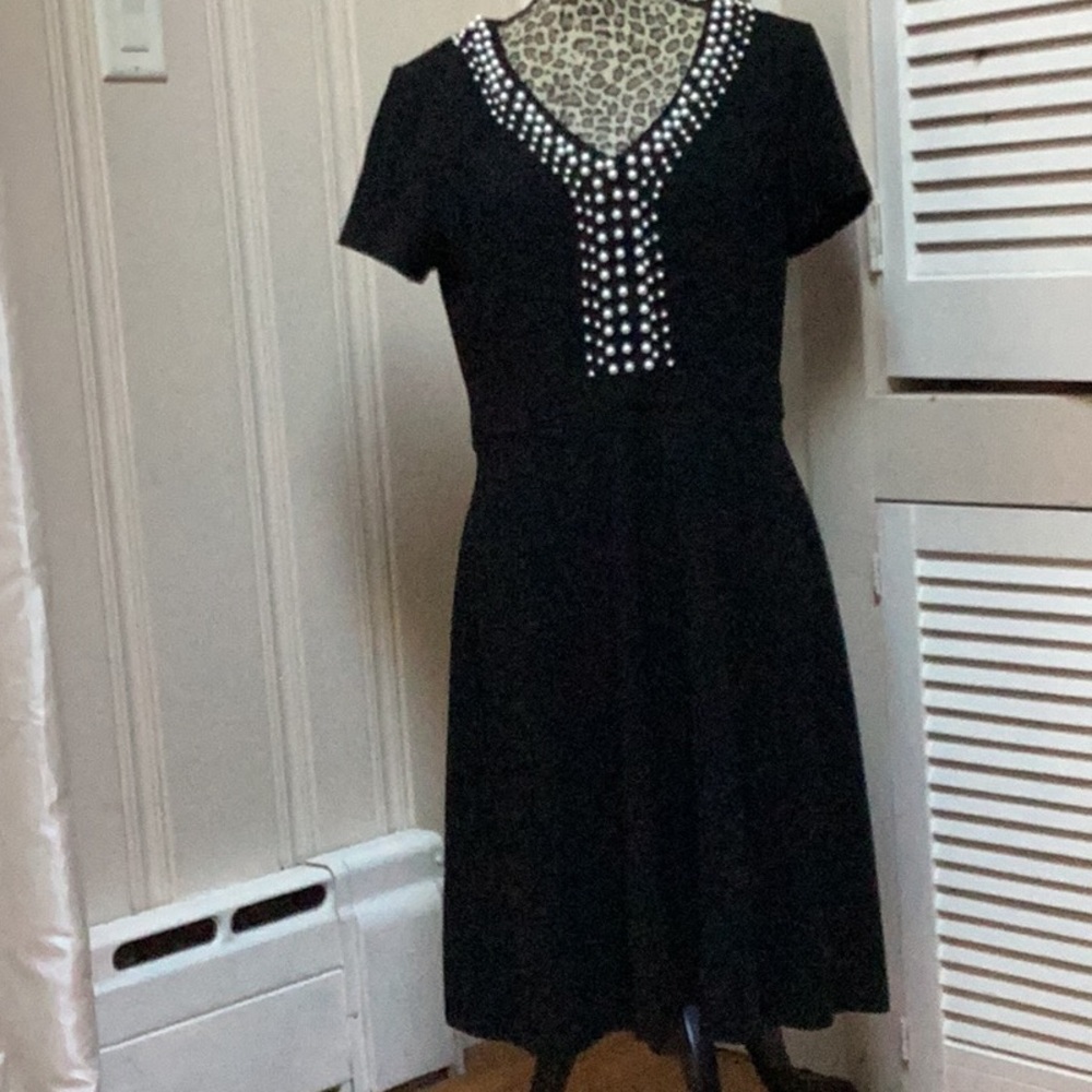 Karl Lagerfeld fit and flare pearl embellished neckline